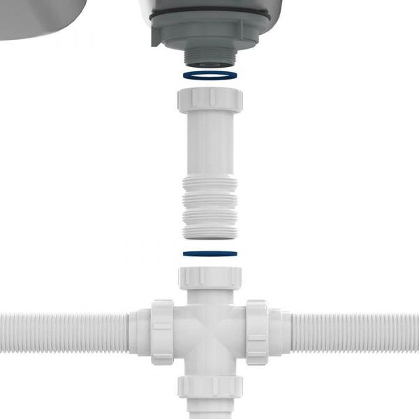 Sifão Sanfonado Universal para Cuba Tripla Branco Blukit