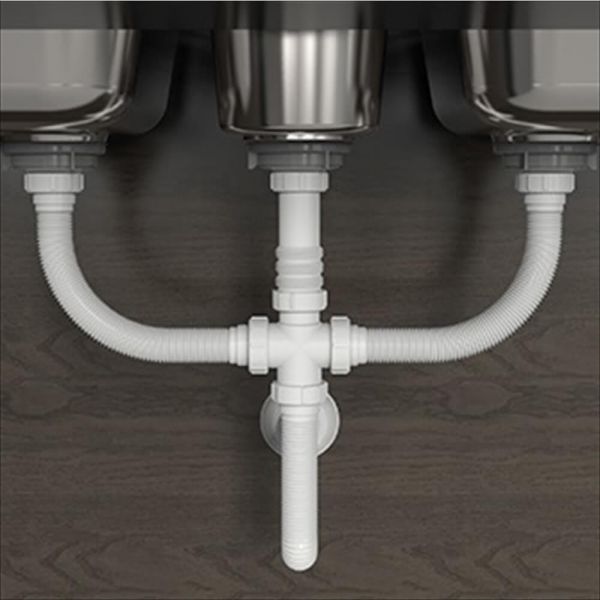 Sifão Sanfonado Universal para Cuba Tripla Branco Blukit