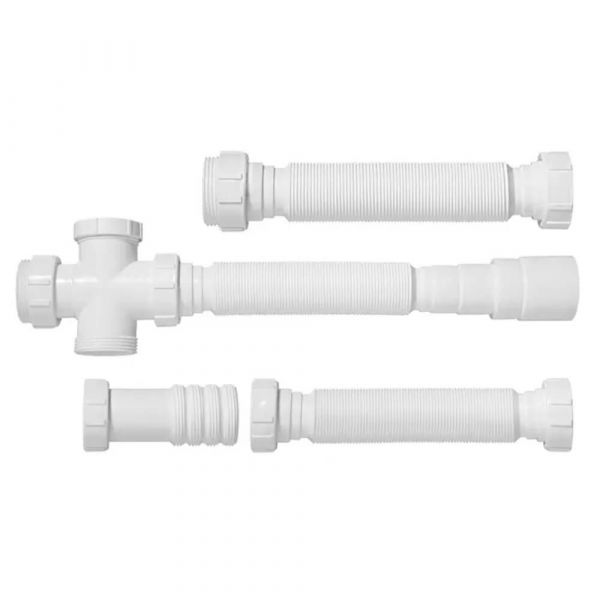 Sifão Sanfonado Universal para Cuba Tripla Branco Blukit