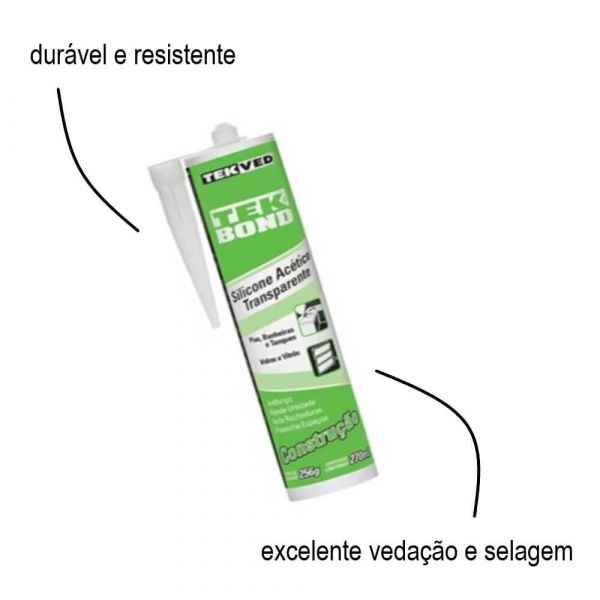 Silicone Acético Incolor Construção 256g Tekbond