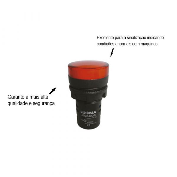 Sinaleiro Led Vermelho 22mm 220V LK16 Lukma