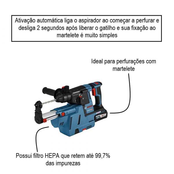 Sistema de aspiração de pó Bosch para martelete GDE 18V-16