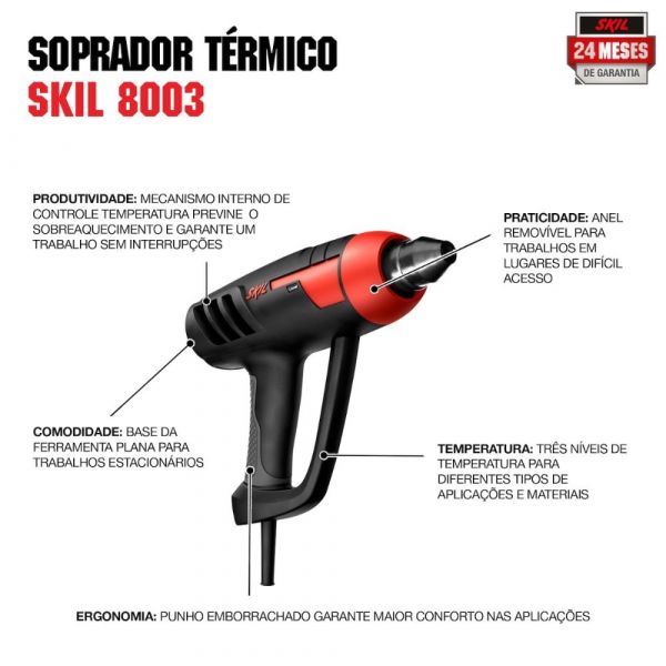 Soprador de Calor Skil 8003 1800W 220V Com 1 Bocal