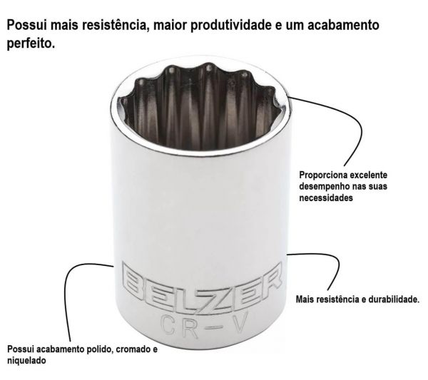 Soquete Estriado Com Encaixe 1/2” 9/16