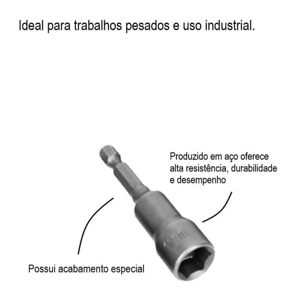 Soquete 1/4”x11x65mm Canhão Magnético Vip