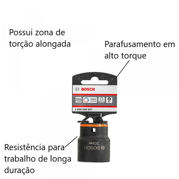 Soquete Bosch Impact Control M20 (30mm), 53x44mm, Encaixe 3/4