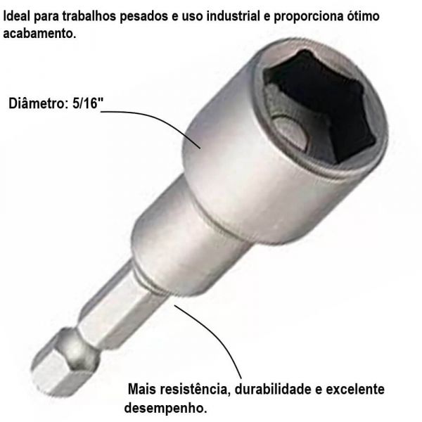 Soquete Canhão Magnético 1/4