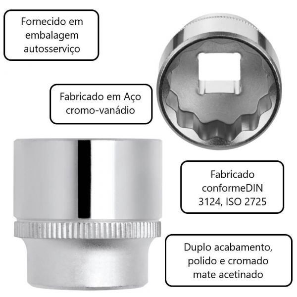 Chave Soquete Estriado 1/2