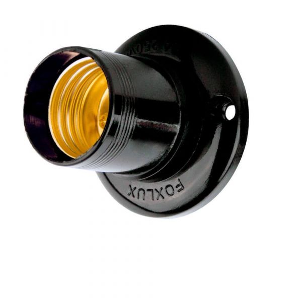 Soquete Fixo De Teto Preto Reto 43.04T Foxlux