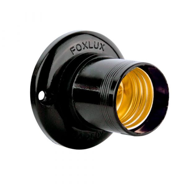 Soquete Fixo De Teto Preto Reto 43.04T Foxlux