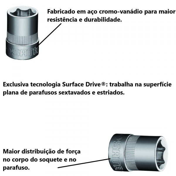 Soquete Sextavado 3/8