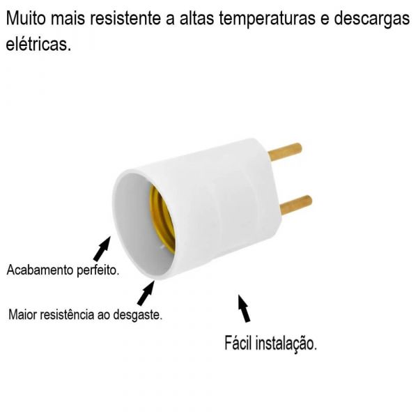 Soquete Termoplástico Branco E27 Adaptador Macho Fertak