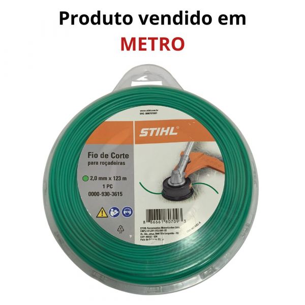 1 Metro de Fio de Corte Nylon para Roçadeiras 2,0mmx123m Stihl 