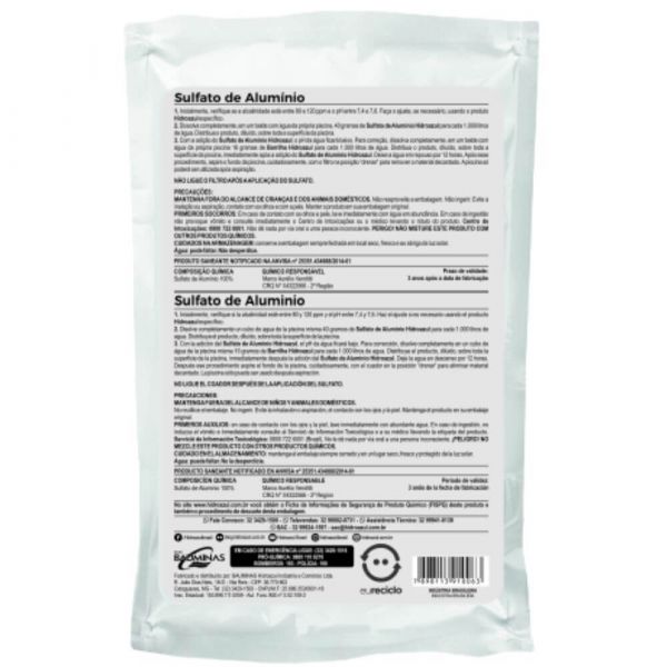 Sulfato De Alumínio 2kg Hidroazul