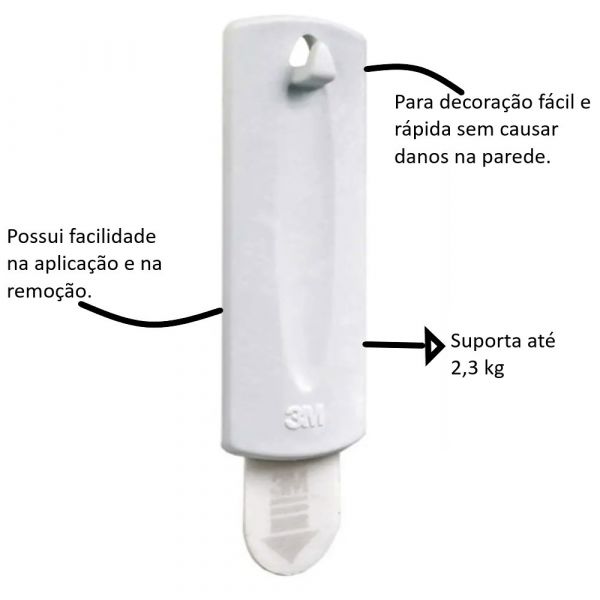 Suporte Grande com Adesivo para Quadros Command 3M