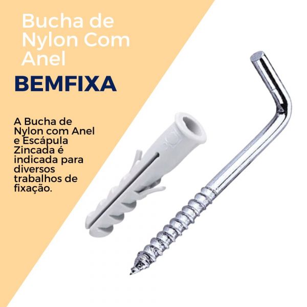 Bucha de Nylon Com Anel E Escapula Zincada Bemfixa