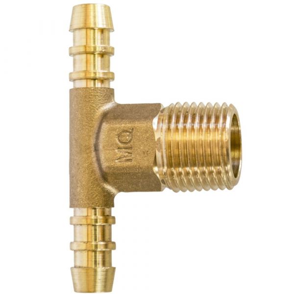 Tê de Latão 1/2 NPT (E) x BM 3/8 Pol. X BM 3/8 Pol. Maqenge
