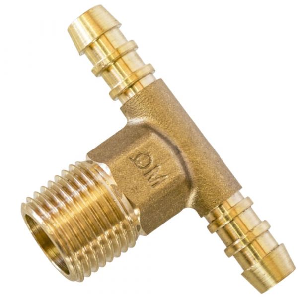 Tê de Latão 1/2 NPT (E) x BM 3/8 Pol. X BM 3/8 Pol. Maqenge