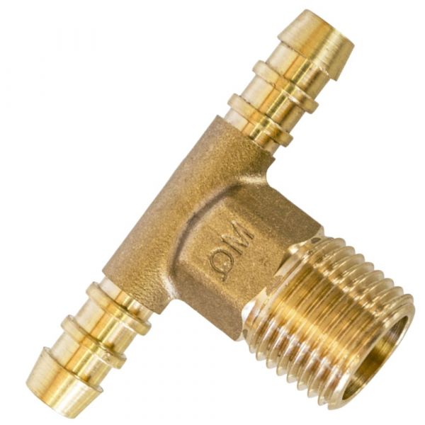 Tê de Latão 1/2 NPT (E) x BM 3/8 Pol. X BM 3/8 Pol. Maqenge