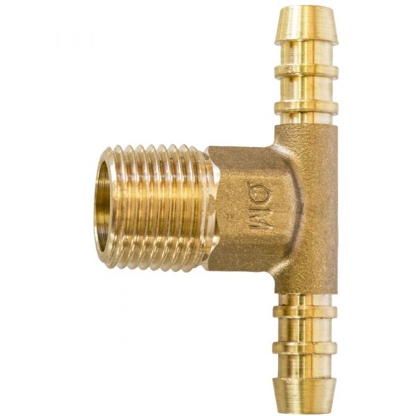 Tê de Latão 1/2 NPT (L) x BM 3/8 Pol. X BM 3/8 Pol. Maqenge