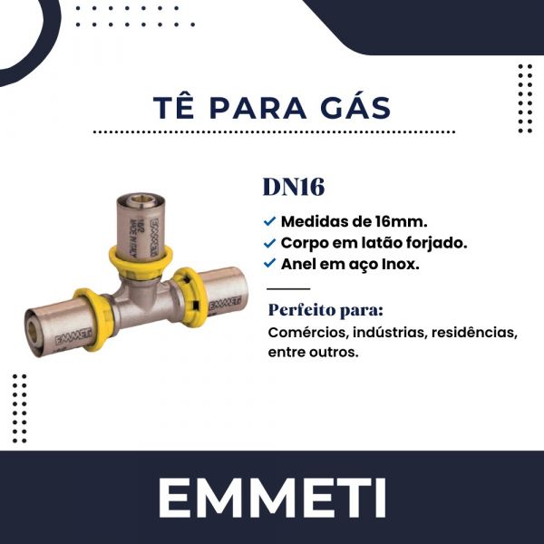 Tê para Gás 16x16x16mm Emmeti