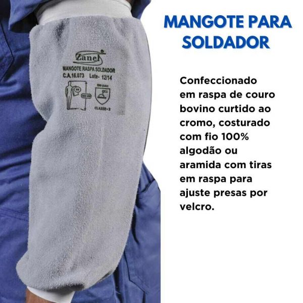 Mangote Para Soldador Com Elástico Raspa 40 cm Zanel