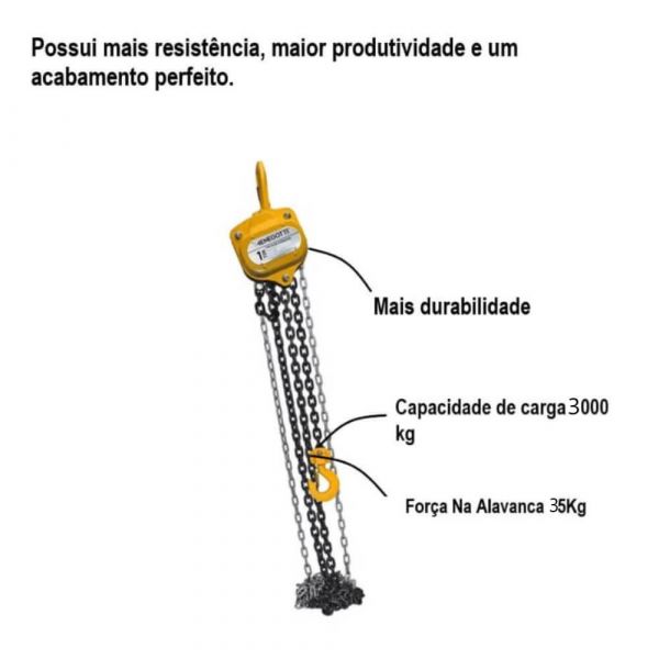 Talha Manual De Corrente 2 Tonelada Elevação 5 MT Manegotti