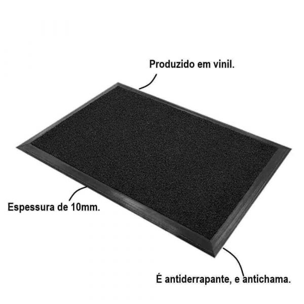 Tapete Sanitizante Preto 70 x 100cm Kapazi