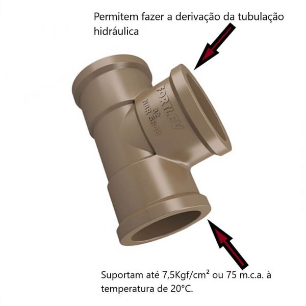 Tê Soldável 25mm PVC Fortlev