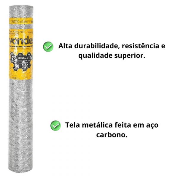 Tela Galinheiro Fio 23 Alt 1.8 X 50M Vonder