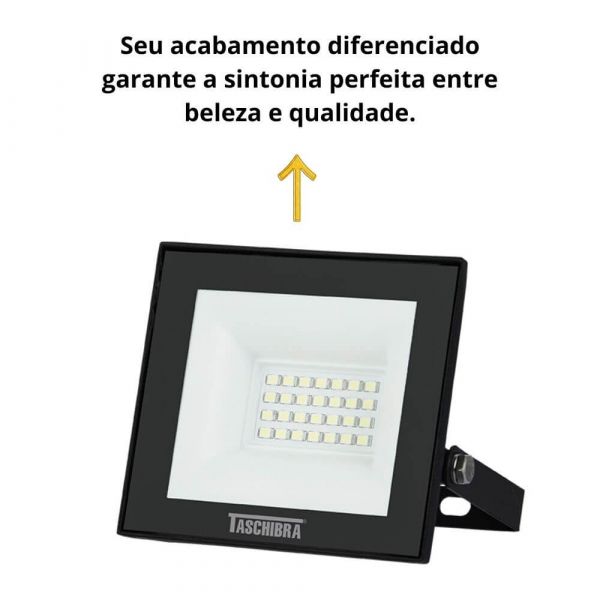 Refletor TR LED 30W 6500K SLIM Preto Taschibra