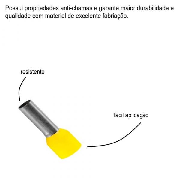 Terminal Ilhós Simples Tubular 25mm 89A Amarelo Decorlux