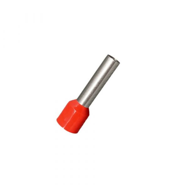 Terminal Tubular Ilhos Simples 10mm Vermelho Lukma