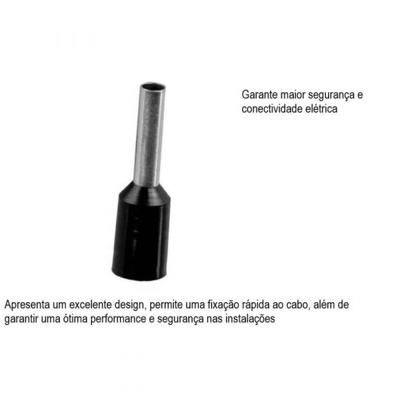 Terminal Tubular Ilhos Simples 1,5mm Preto Lukma