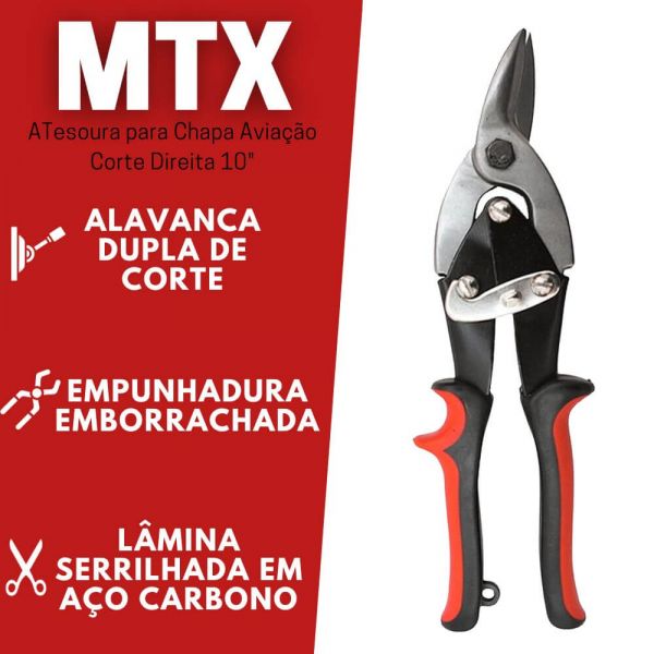 Tesoura para Chapa Aviação Corte Direita 10