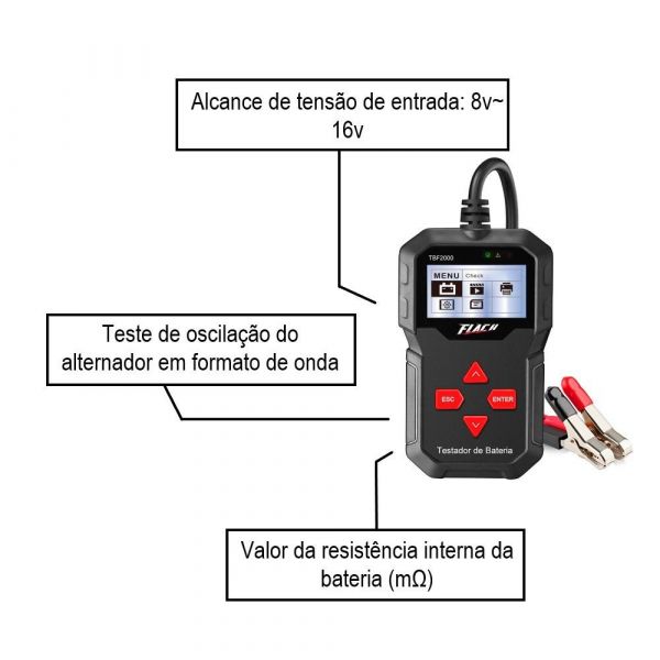 Testador de Baterias Digital 12V TBF-2000 Flach