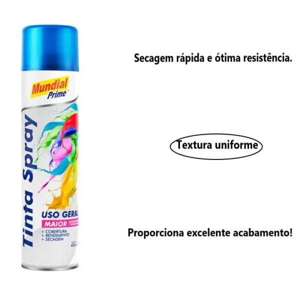 Tinta Spray Azul Metálica 400ml Mundial Prime