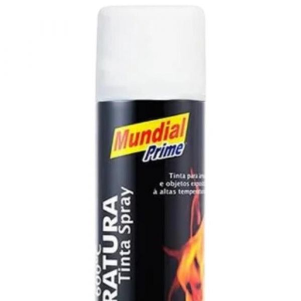 Tinta Spray Branco Fosco Alta Temperatura 400ml Mundial Prime