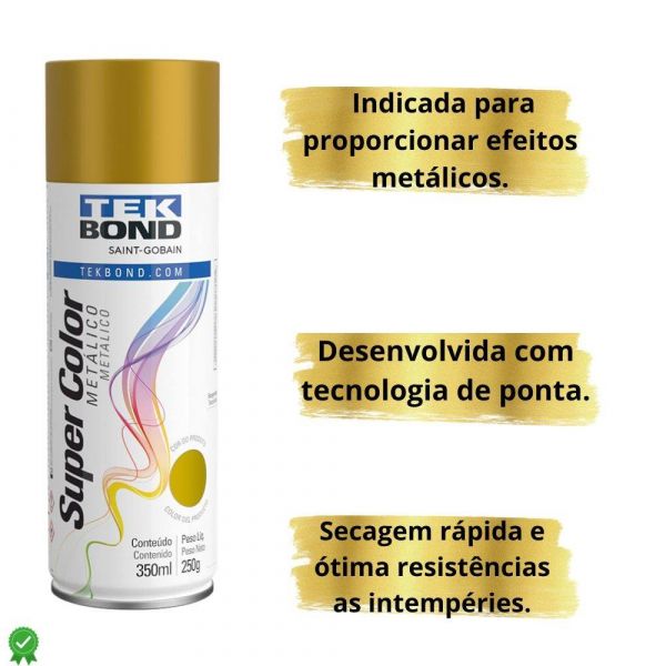 Tinta Spray Dourado Metálico 350ml TekBond