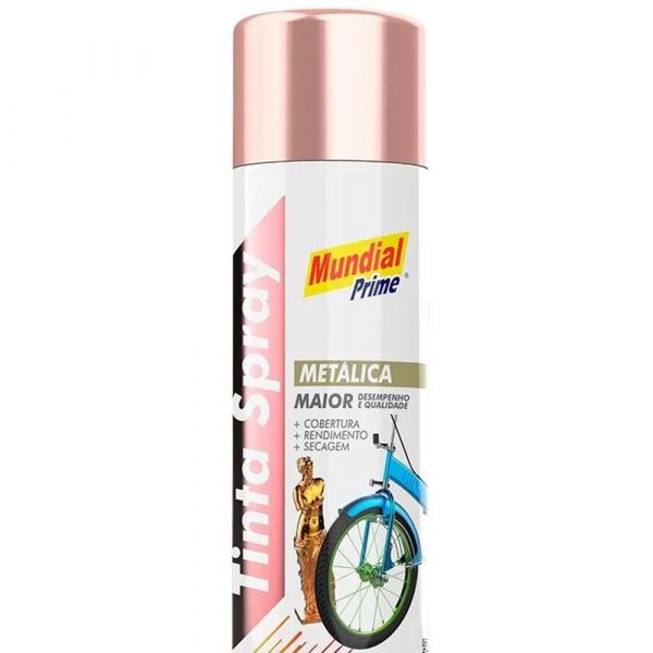 Tinta Spray Metálica Rosé Gold 400ml Mundial Prime