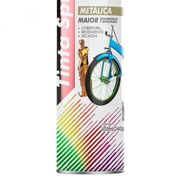 Tinta Spray Metálica Rosé Gold 400ml Mundial Prime