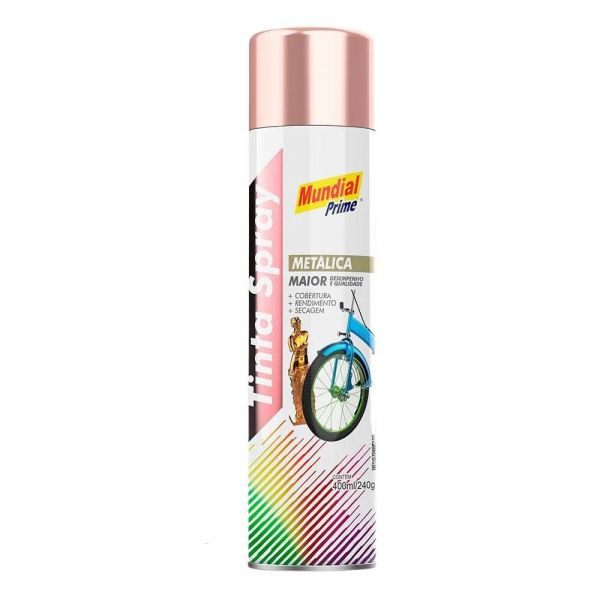 Tinta Spray Metálica Rosé Gold 400ml Mundial Prime