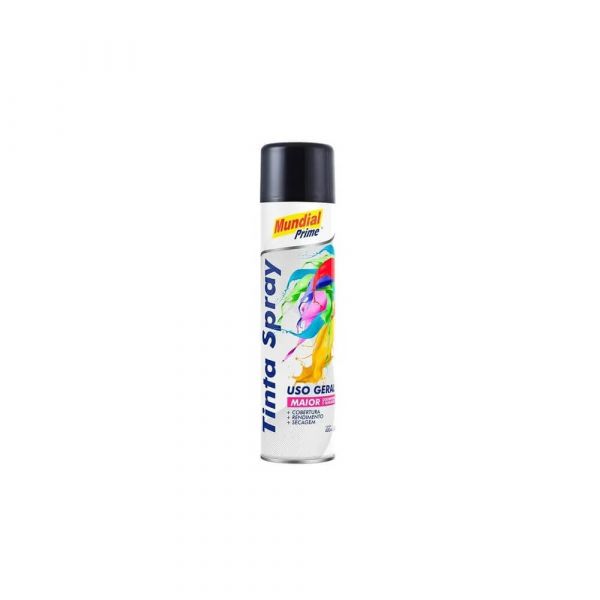 Tinta Spray Preto Brilhante 400ml Mundial Prime 3197PB