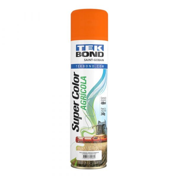 Tinta Spray Super Color Agrícola Laranja 400ml Tek Bond