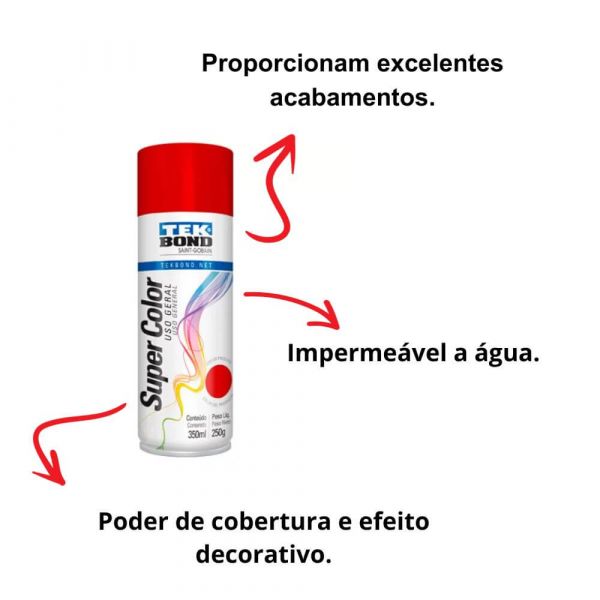 Tinta Spray  Vermelho 350ml Tek Bond