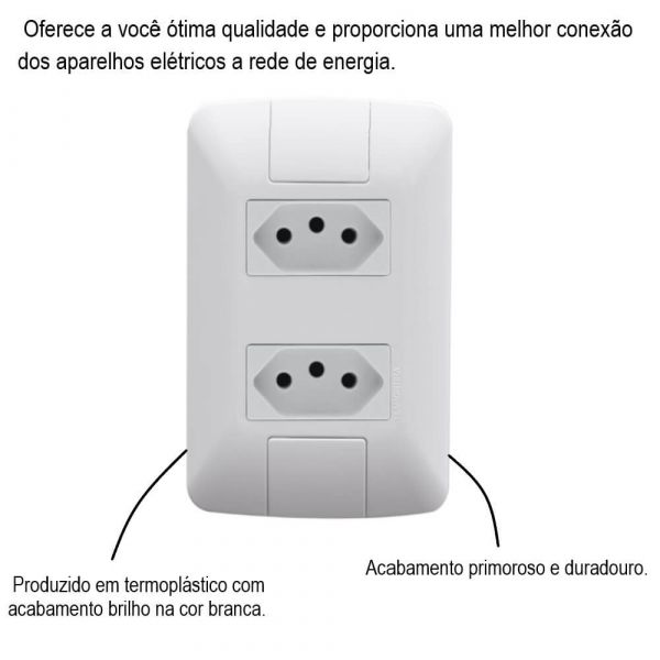 Tomada Dupla 2P + T 10A 250V Branco Aria Tramontina