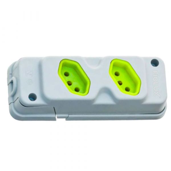 Tomada em Barra 2 Entradas Tripolar 20A Cinza e Verde Fiolux