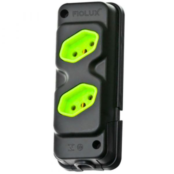 Tomada em Barra 2 Entradas Tripolar 20A Preto e Verde Fiolux