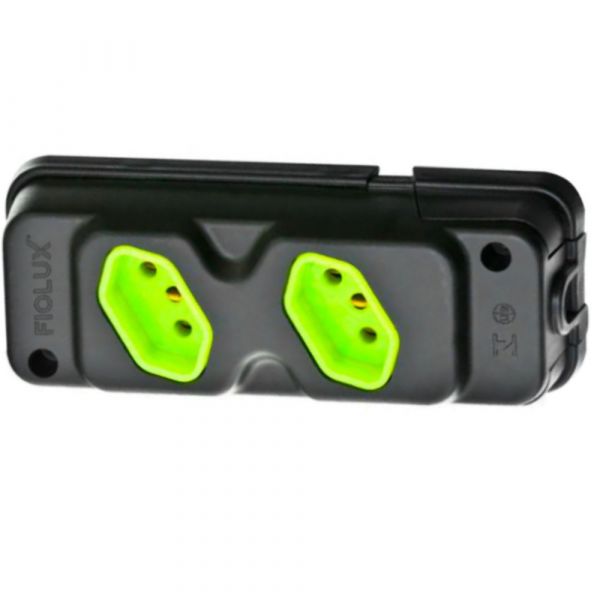 Tomada em Barra 2 Entradas Tripolar 20A Preto e Verde Fiolux