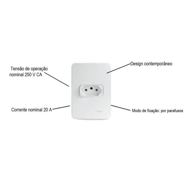 Tomada Simples Com Placa Miluz 20A Schneider Eletric S3B60350